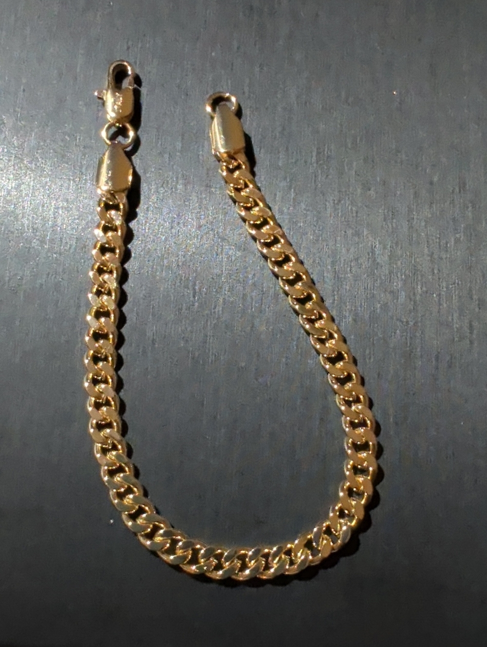 Classic ITALIAN 18KT Gold-Tone 925 SILVER Curb Chain Bracelet Size 8" GORGEOUS